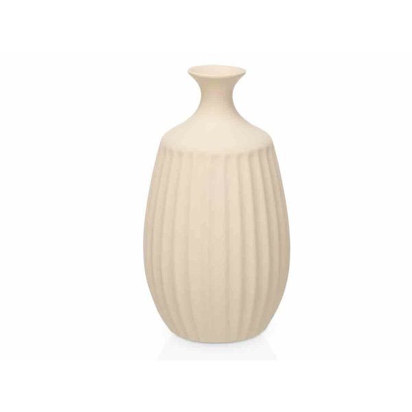 Vase Beige Ceramic 21 x 39 x 21 cm (2 Units) Stripes For Sale