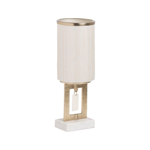 Vase White Golden Aluminium Crystal Marble 12,5 x 12,5 x 37 cm Fashion