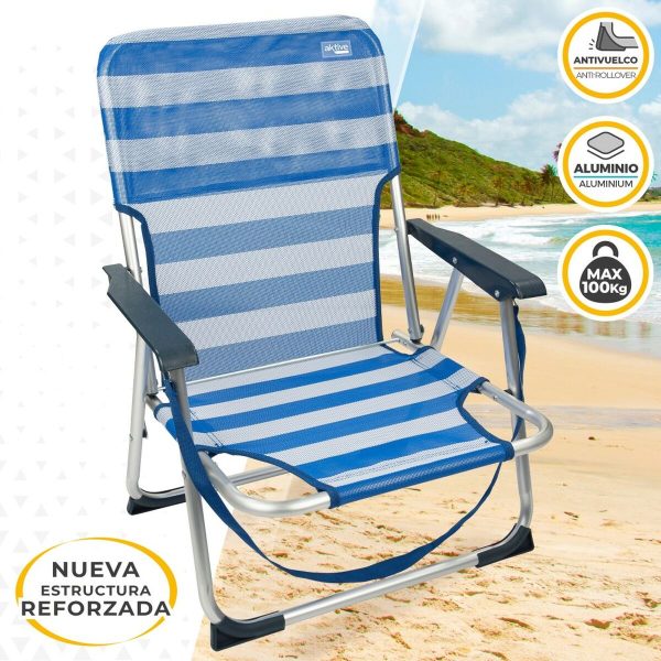 Beach Chair Aktive Foldable Blue 44 x 72 x 35 cm (4 Units) For Discount