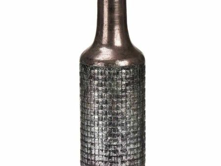 Vase Silver Metal 14 x 46 x 14 cm (4 Units) With relief Hot on Sale