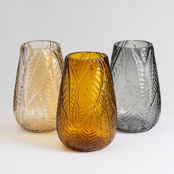 Vase Amber Glass 17 x 17 x 26 cm Discount