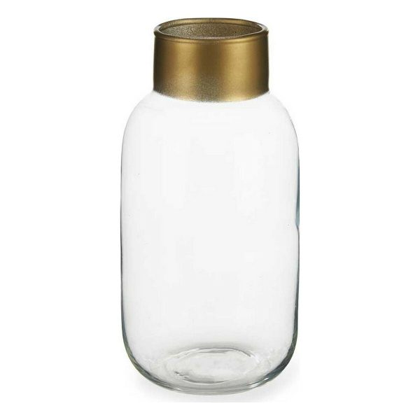 Vase Golden Transparent Glass (11,5 x 24 x 11,5 cm) Hot on Sale