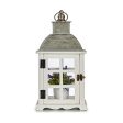 Lantern Silver Metal Wood White (14 x 39,3 x 20 cm) (6 Units) For Discount