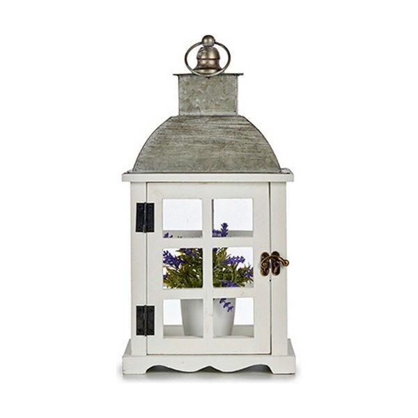 Lantern Silver Metal Wood White (14 x 39,3 x 20 cm) (6 Units) For Discount