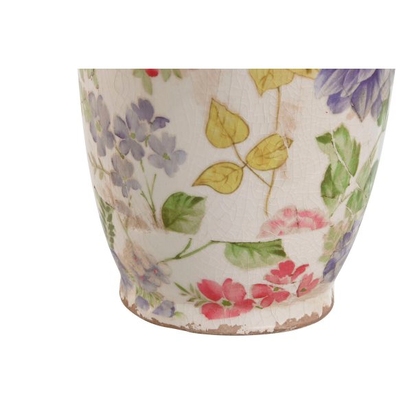 Vase Home ESPRIT White Multicolour Lilac Stoneware 13 x 13 x 35 cm Online