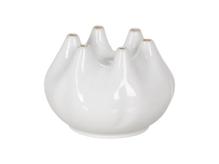 Vase White Ceramic 24,5 x 24,5 x 18 cm Online Sale