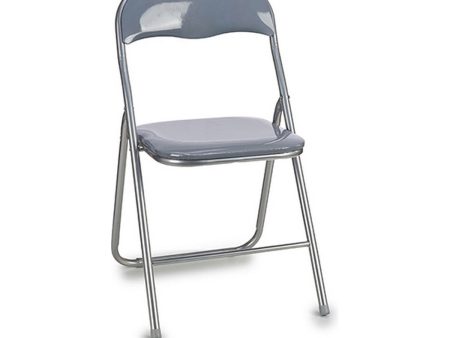 Folding Chair Grey PVC Metal Fashion