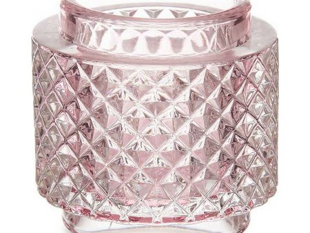 Candleholder 9 x 8,8 x 9 cm Pink Glass Online now