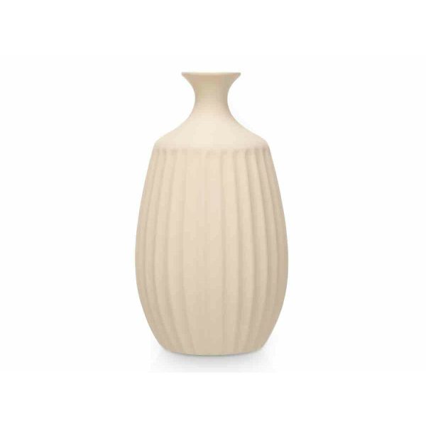 Vase Beige Ceramic 21 x 39 x 21 cm (2 Units) Stripes For Sale