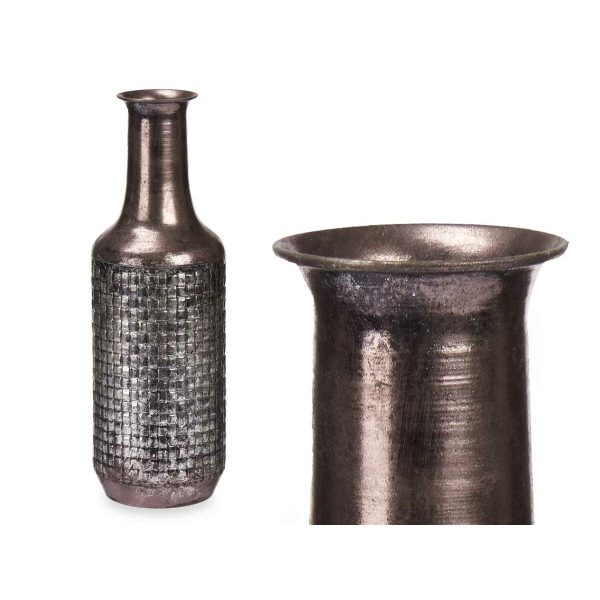 Vase Silver Metal 14 x 46 x 14 cm (4 Units) With relief Hot on Sale