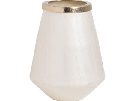 Vase White Golden Aluminium Crystal 23 x 23 x 29 cm Discount