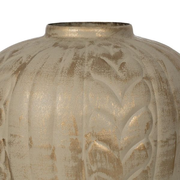 Vase Beige Golden Iron 25 x 25 x 33 cm For Sale