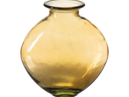 Vase Yellow recycled glass 24 x 24 x 26 cm Discount