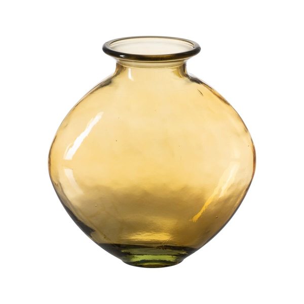 Vase Yellow recycled glass 24 x 24 x 26 cm Discount