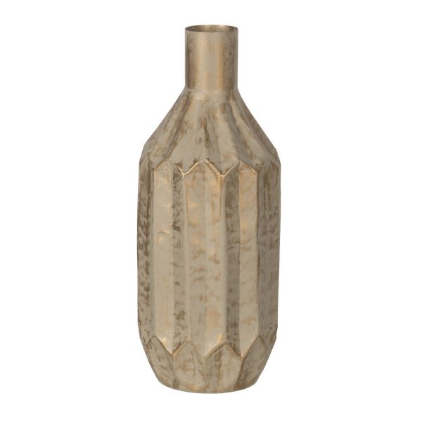 Vase Beige Golden Iron 23 x 23 x 52 cm For Sale