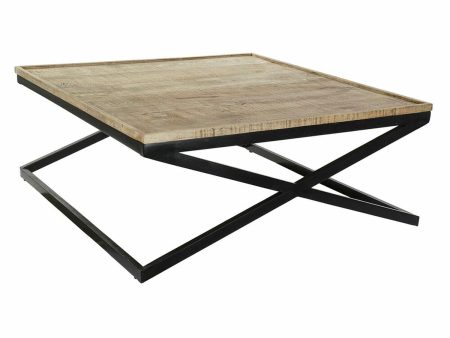 Centre Table DKD Home Decor Black Natural Wood Metal 120 x 120 x 55 cm Fashion