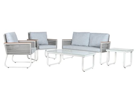 Table Set with 3 Armchairs Home ESPRIT Grey Steel Polycarbonate 128 x 69 x 79 cm Fashion