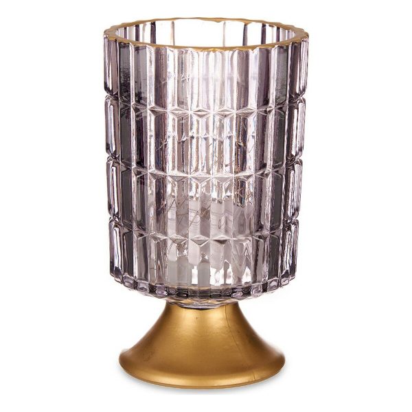 LED Lantern Metal Grey Golden Glass (10,7 x 18 x 10,7 cm) Supply