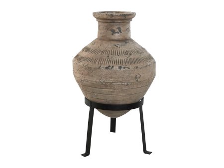 Vase Home ESPRIT Black Beige Metal Magnesium 28 x 28 x 47 cm Online Hot Sale