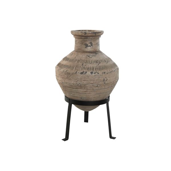 Vase Home ESPRIT Black Beige Metal Magnesium 28 x 28 x 47 cm Online Hot Sale