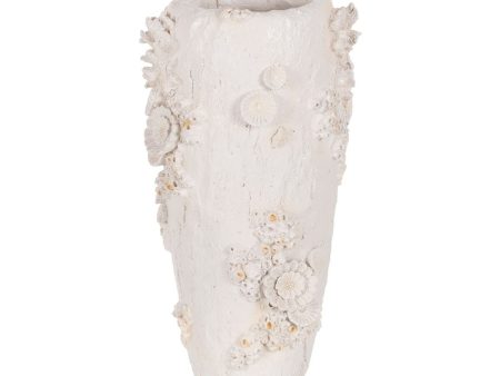 Vase White Polyresin 25 x 25 x 47,5 cm Online Hot Sale