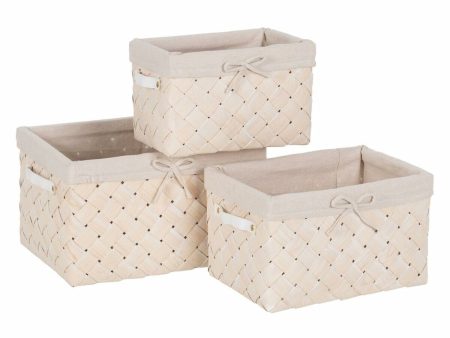 Basket set Multicolour Wood 3 Units on Sale