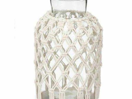 Vase White Cloth Glass 18,5 x 30,5 x 18,5 cm (4 Units) Macrame Cheap