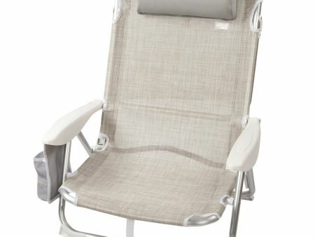 Folding Chair with Headrest Aktive Ibiza Beige 51 x 76 x 45 cm (2 Units) Online