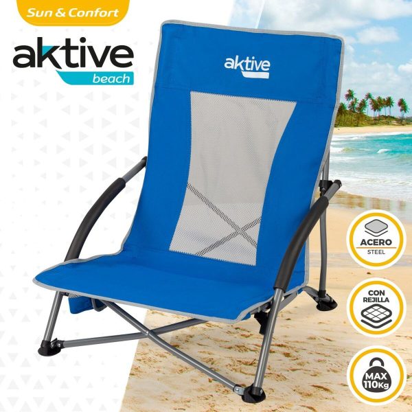 Beach Chair Aktive Blue 50 x 67 x 51 cm (4 Units) For Discount