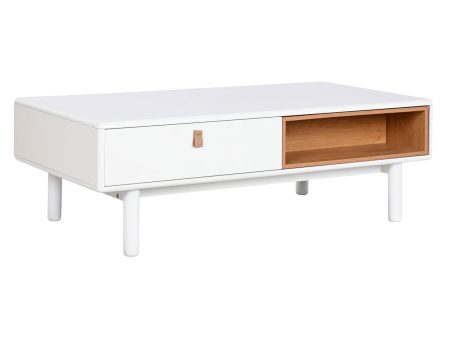 Centre Table Home ESPRIT White Natural Polyurethane MDF Wood 120 x 60 x 40 cm For Sale