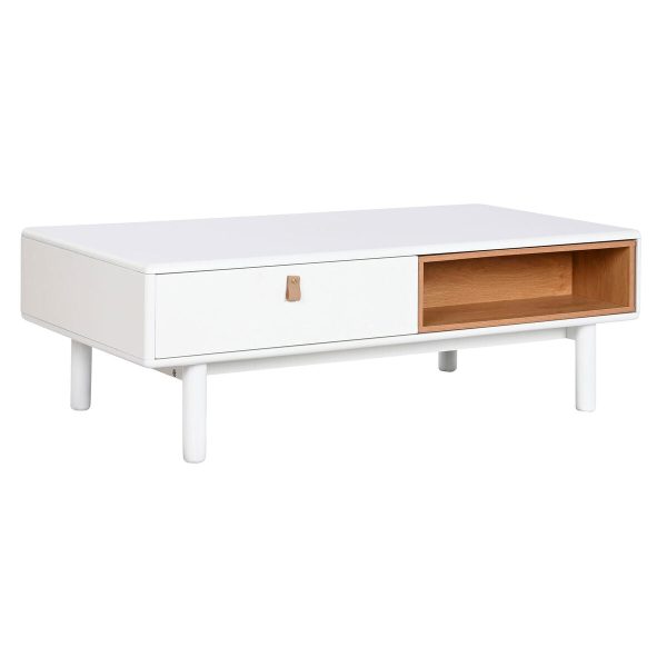 Centre Table Home ESPRIT White Natural Polyurethane MDF Wood 120 x 60 x 40 cm For Sale