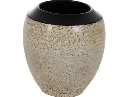 Vase Black Cream Ceramic 35 x 35 x 34 cm Online