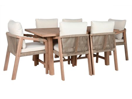 Table set with 6 chairs Home ESPRIT Brown Beige Acacia 170 x 90 x 75 cm Hot on Sale