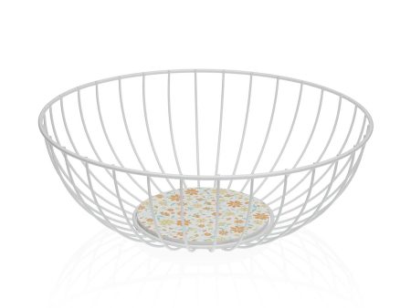 Basket set Versa White Metal Steel MDF Wood 28 x 11 x 28 cm For Sale